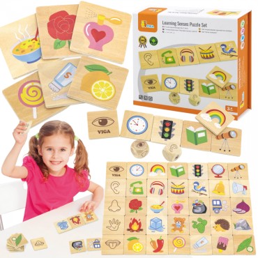 VIGA Mokomasis žaidimas Mokomasis galvosūkis Rūšiuoti pojūčius 37 vnt. Montessori