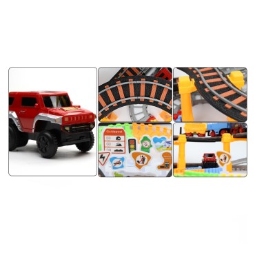 WOOPIE Electric Train 2in1 Race Track Train Viaduct Auto XXL 192 vnt.