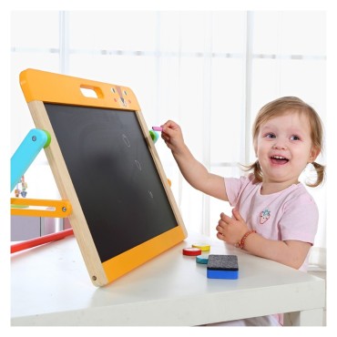 TOOKY TOY Mokomoji lenta 2in1 Magnetinė kreida vaikams Magnetai Kempinėlė 6 vnt.