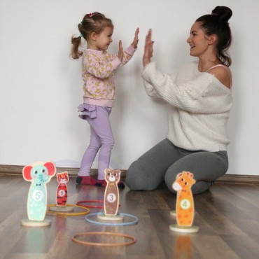 TOOKY TOY Medinis arkadinis žaidimas Metimas į taikinius gyvūnus 15 vnt.