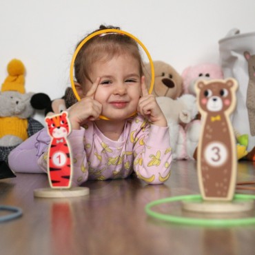 TOOKY TOY Medinis arkadinis žaidimas Metimas į taikinius gyvūnus 15 vnt.