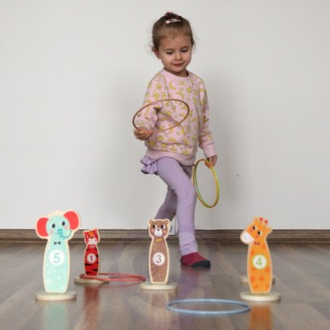 TOOKY TOY Medinis arkadinis žaidimas Metimas į taikinius gyvūnus 15 vnt.