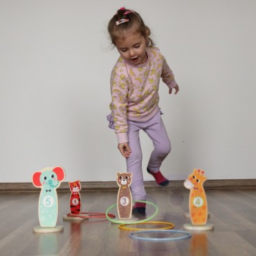 TOOKY TOY Medinis arkadinis žaidimas Metimas į taikinius gyvūnus 15 vnt.