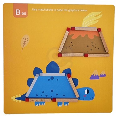 TOOKY TOY Medinė dėlionė Montessori Loginiai žaidimai Galvosūkiai Magnetiniai degtukai vaikams 58 vnt.