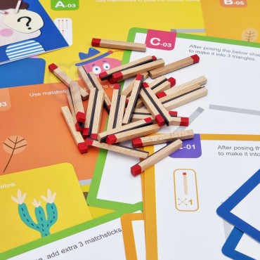 TOOKY TOY Medinė dėlionė Montessori Loginiai žaidimai Galvosūkiai Magnetiniai degtukai vaikams 58 vnt.