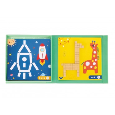 TOOKY TOY Dėlionė Loginiai žaidimai Galvosūkiai Magnetiniai blokeliai vaikams 49 vnt.