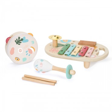 CLASSIC WORLD Muzikos instrumentų rinkinys vaikams cimbolai Būgnas Barškutis 5 vnt.