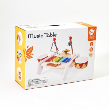 CLASSIC WORLD Muzikos instrumentų rinkinys vaikams Ksilofonas Skalbimo lenta Lėkštės Būgnai Lėkštės pagaliukai Trikampis Varpas 9 vnt.