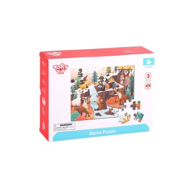 TOOKY TOY Dėlionė su maišeliu Alpių gyvūnai ir peizažas 49 vnt.