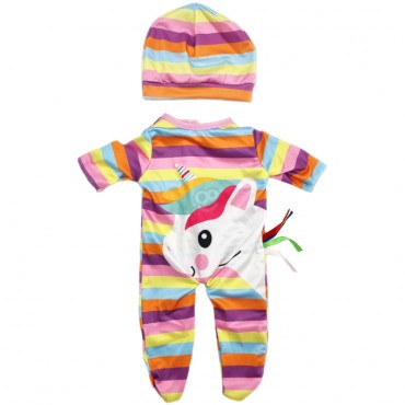 WOOPIE ROYAL lėlių suknelių rinkinys pižamos, kūno vienaragio kepurė 43-46 cm