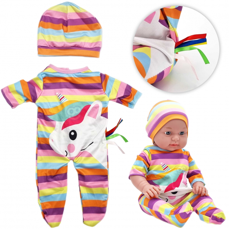 WOOPIE ROYAL lėlių suknelių rinkinys pižamos, kūno vienaragio kepurė 43-46 cm