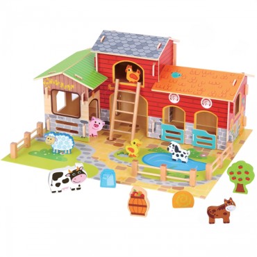 WOOPIE GREEN Mega Farm Animal Figūrėlės Arklidė, vištidė 18 vnt.