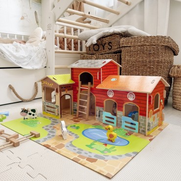 WOOPIE GREEN Mega Farm Animal Figūrėlės Arklidė, vištidė 18 vnt.