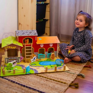 WOOPIE GREEN Mega Farm Animal Figūrėlės Arklidė, vištidė 18 vnt.