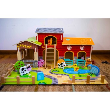 WOOPIE GREEN Mega Farm Animal Figūrėlės Arklidė, vištidė 18 vnt.