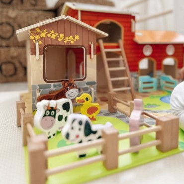 WOOPIE GREEN Mega Farm Animal Figūrėlės Arklidė, vištidė 18 vnt.