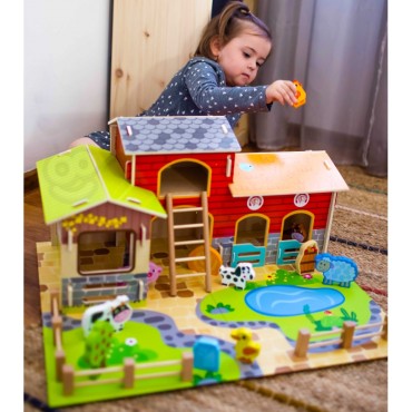 WOOPIE GREEN Mega Farm Animal Figūrėlės Arklidė, vištidė 18 vnt.