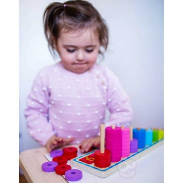 WOOPIE GREEN Galvosūkių mokymasis Skaičiavimas ir spalvos Montessori 56 vnt.