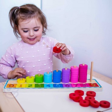 WOOPIE GREEN Galvosūkių mokymasis Skaičiavimas ir spalvos Montessori 56 vnt.