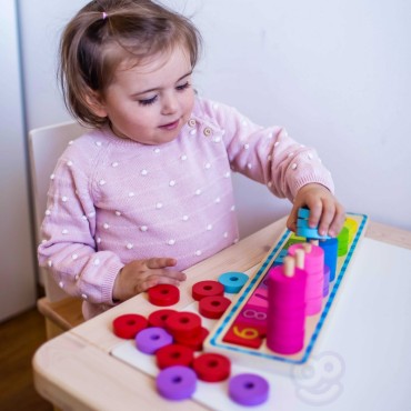 WOOPIE GREEN Galvosūkių mokymasis Skaičiavimas ir spalvos Montessori 56 vnt.