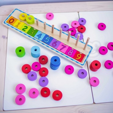 WOOPIE GREEN Galvosūkių mokymasis Skaičiavimas ir spalvos Montessori 56 vnt.