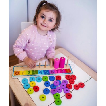 WOOPIE GREEN Galvosūkių mokymasis Skaičiavimas ir spalvos Montessori 56 vnt.