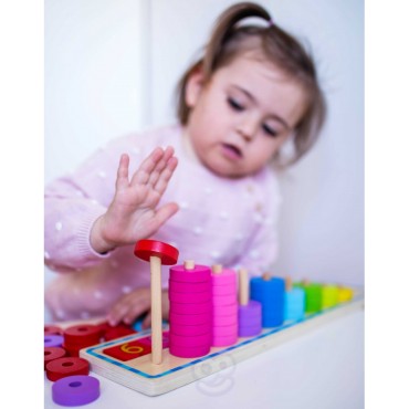 WOOPIE GREEN Galvosūkių mokymasis Skaičiavimas ir spalvos Montessori 56 vnt.