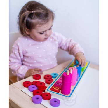 WOOPIE GREEN Galvosūkių mokymasis Skaičiavimas ir spalvos Montessori 56 vnt.