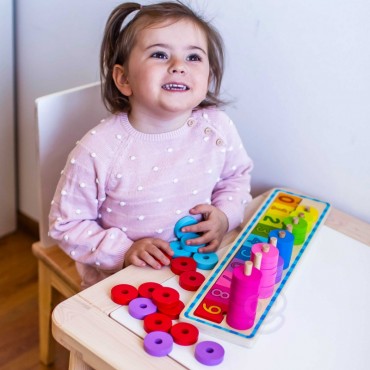 WOOPIE GREEN Galvosūkių mokymasis Skaičiavimas ir spalvos Montessori 56 vnt.