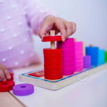 WOOPIE GREEN Galvosūkių mokymasis Skaičiavimas ir spalvos Montessori 56 vnt.