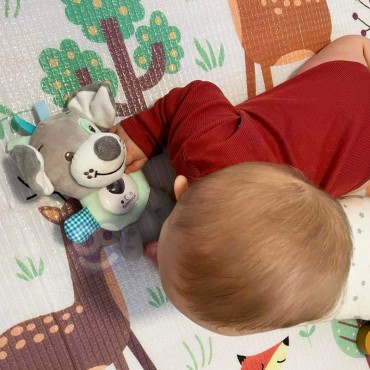 WOOPIE BABY Interaktyvus pliušinis žaislas kūdikiams Šviesos garso šuo miegmaišis