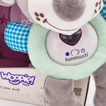 WOOPIE BABY Interaktyvus pliušinis žaislas kūdikiams Šviesos garso šuo miegmaišis