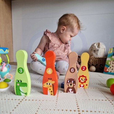 TOOKY TOY Medinis boulingas vaikams 6 vnt. + Kamuolys