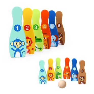 TOOKY TOY Medinis boulingas vaikams 6 vnt. + Kamuolys