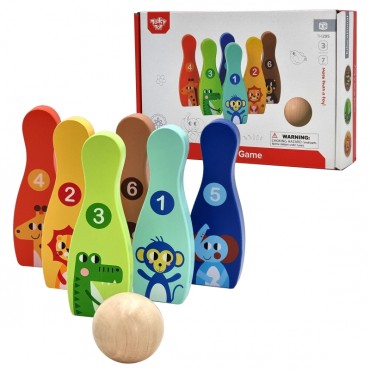 TOOKY TOY Medinis boulingas vaikams 6 vnt. + Kamuolys