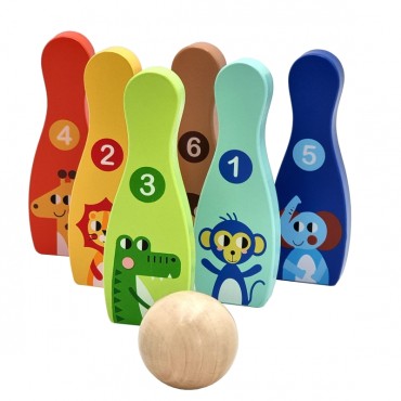 TOOKY TOY Medinis boulingas vaikams 6 vnt. + Kamuolys