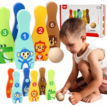 TOOKY TOY Medinis boulingas vaikams 6 vnt. + Kamuolys