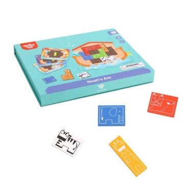 TOOKY TOY Magnetinė dėlionė Montessori loginė dėlionė Tetris Nojaus arka 26 vnt.