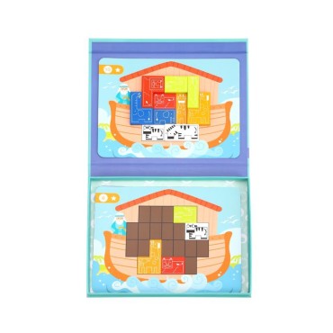 TOOKY TOY Magnetinė dėlionė Montessori loginė dėlionė Tetris Nojaus arka 26 vnt.