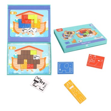 TOOKY TOY Magnetinė dėlionė Montessori loginė dėlionė Tetris Nojaus arka 26 vnt.