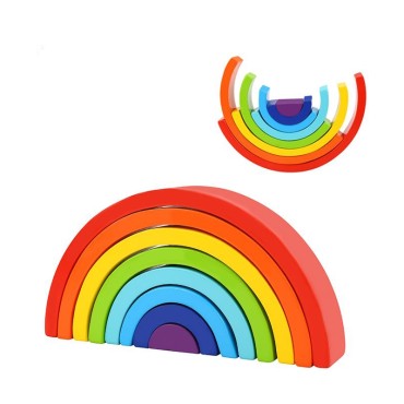 TOOKY TOY medinės vaivorykštės dėlionės statybiniai blokai Creative Montessori FSC sertifikatas