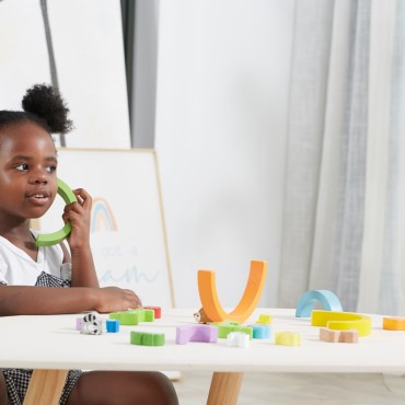 VIGA mediniai vaivorykštės dėlionės blokai Creative Montessori