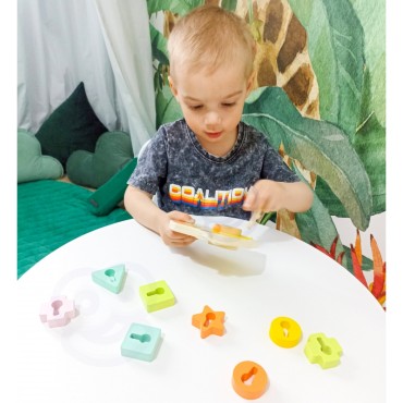 CLASSIC WORLD medinės supintos kaladėlės raktams ir durims įsriegti MONTESSORI 11 vnt.