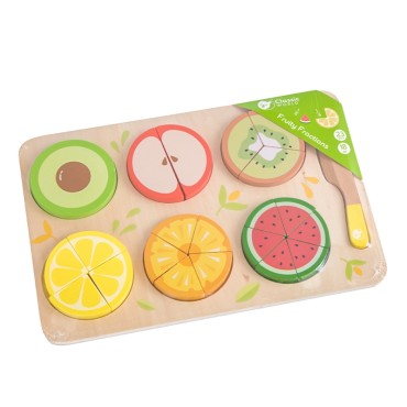 CLASSIC WORLD Mediniai vaisiai, skirti pjaustyti Velcro + mokomosiomis frakcijomis ir dalijimu MONTESSORI 23 vnt.
