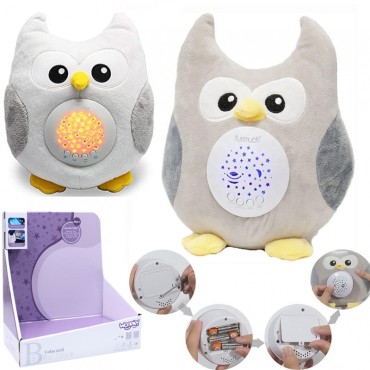 WOOPIE BABY pliušinis 2-in-1 projektoriaus miegmaišis pelėda - 10 lopšinių