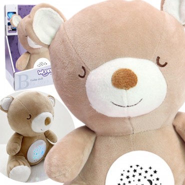 WOOPIE BABY pliušinis miegantis projektorius 2in1 meškiukas - 10 lopšinių