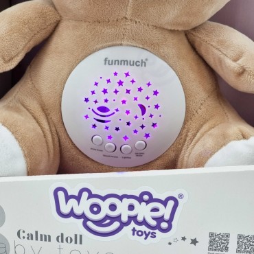 WOOPIE BABY pliušinis miegantis projektorius 2in1 meškiukas - 10 lopšinių