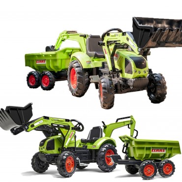 FALK Traktorius CLAAS AVEC Pedal Green su priekaba nuo 3 metų