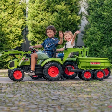 FALK Traktorius CLAAS AVEC Pedal Green su priekaba nuo 3 metų