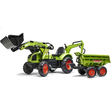 FALK Traktorius CLAAS AVEC Pedal Green su priekaba nuo 3 metų